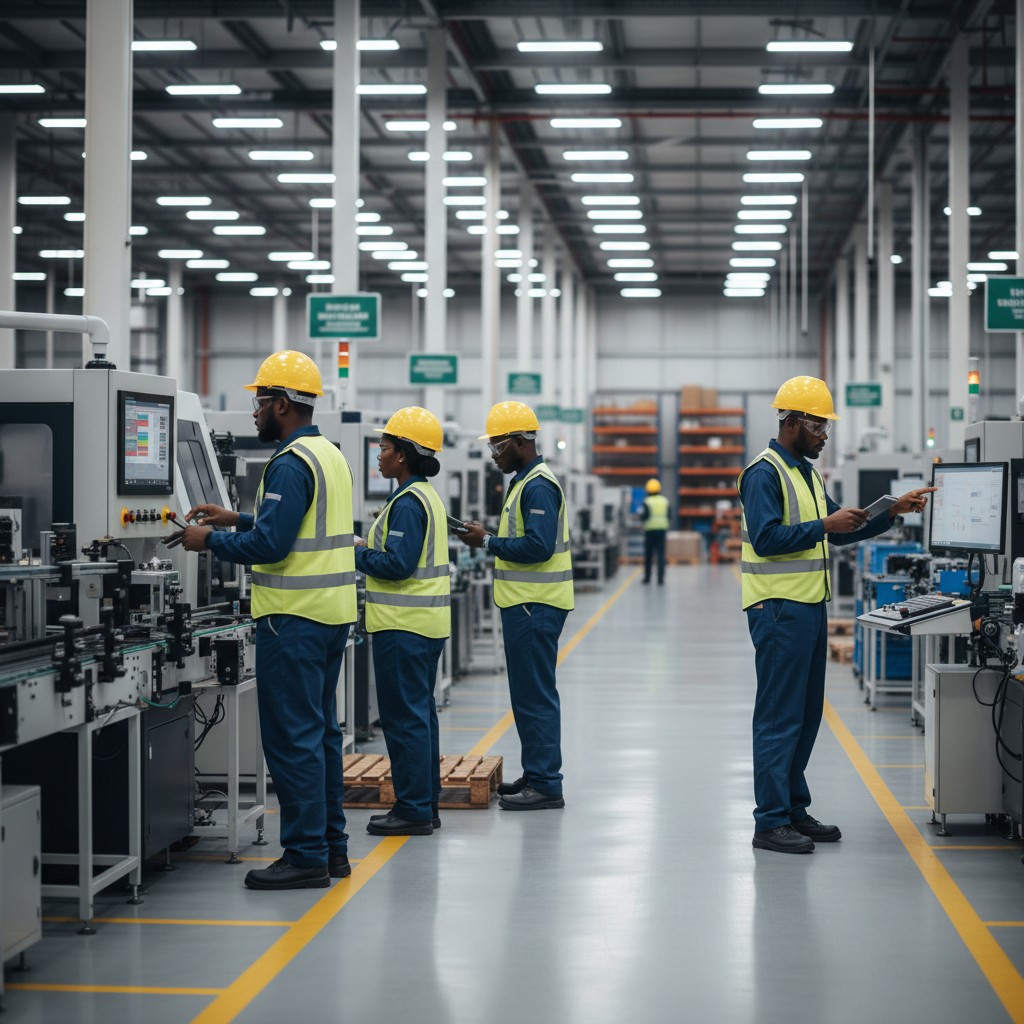Nigerian manufacturing facility - workers on production floor